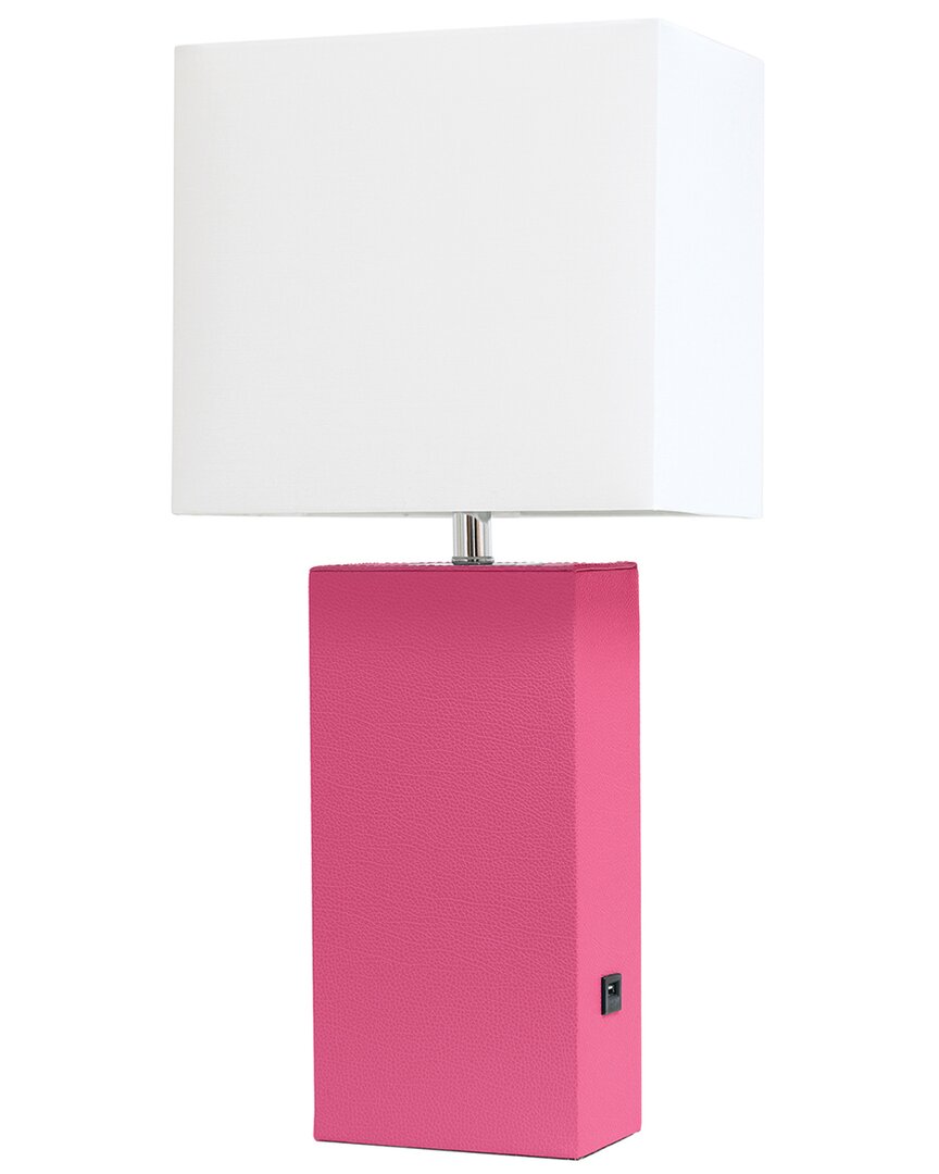 Lalia Home 21in Modern Leather Wrapped Table Lamp With Usb Port & Led Bulb Included