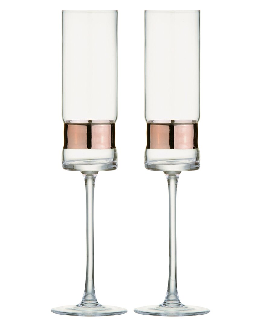 Anton Studio Designs Set Of 2 Soho Champagne Flutes In Gold
