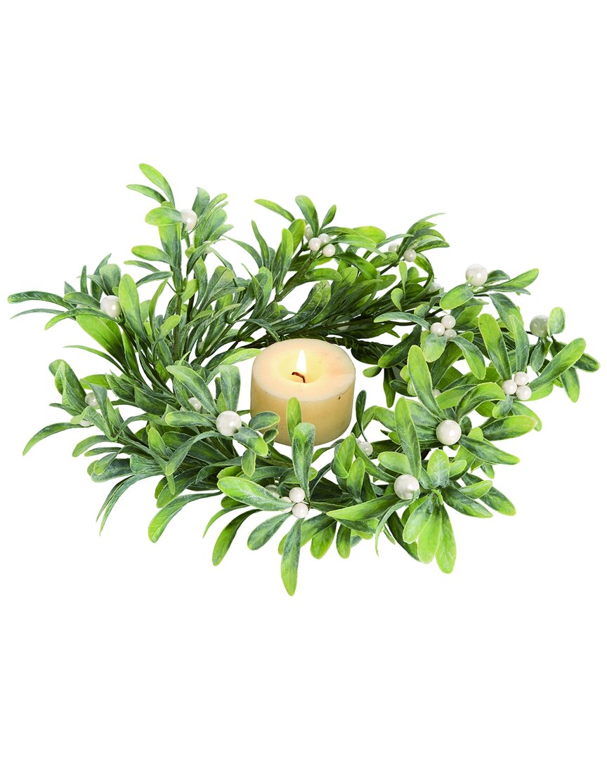 TRANSPAC TRANSPAC ARTIFICIAL 16IN GREEN CHRISTMAS MISTLETOE CANDLE RING