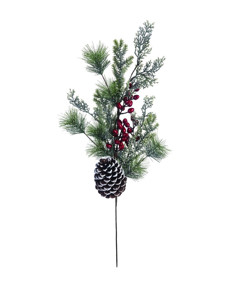 Shop Transpac Artificial 28in Multicolor Christmas Holly With Pinecone Spray