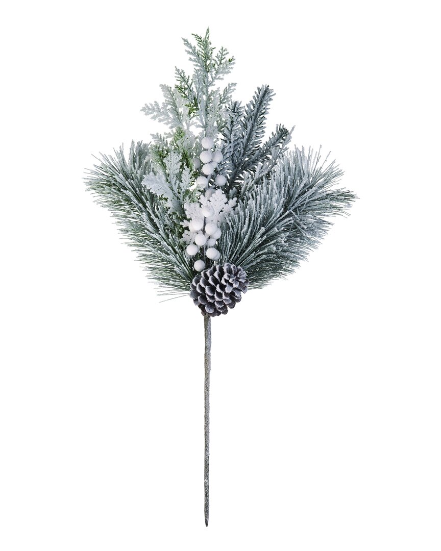 Transpac Artificial 24in Multicolor Christmas Pine With Snow Spray