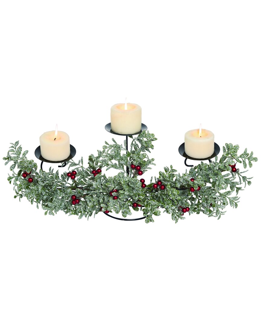 Shop Transpac Artificial 24in Green Christmas Glitz Berry Candle Holder