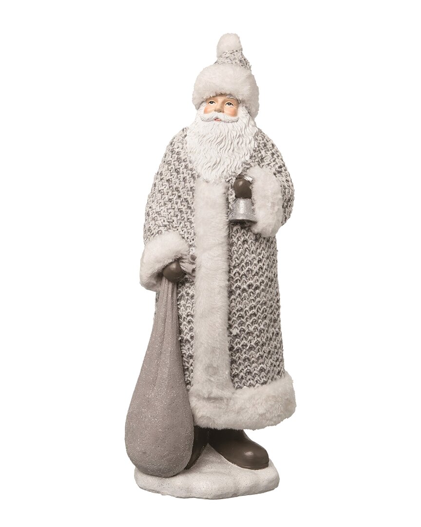 Shop Transpac Resin Gray Christmas Snow Santa Figurine In Grey