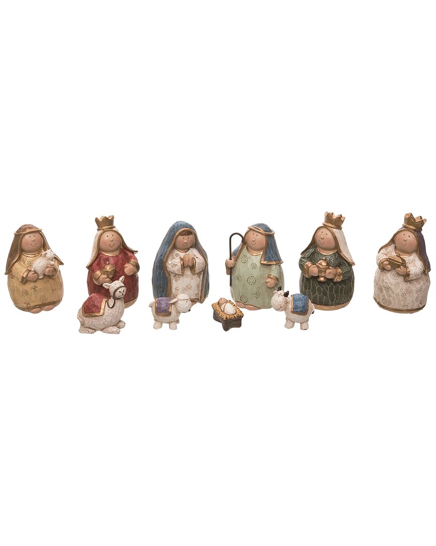 Shop Transpac Set Of 10 Resin 4in Multicolor Christmas Carved Nativity Figurines