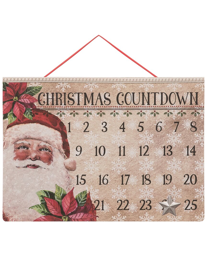 Transpac Wood White Christmas Beaded Countdown Advent Calendar With Star Magnet