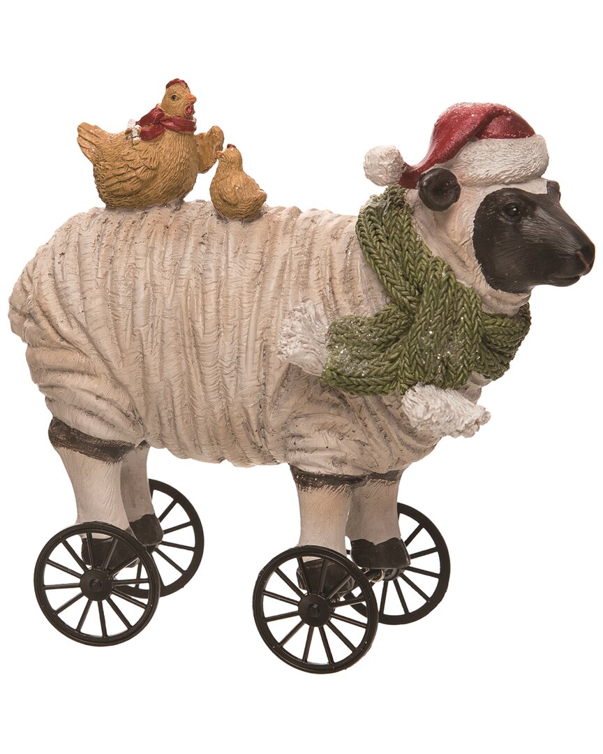 Shop Transpac Resin 5.71in Multicolor Christmas Wheeled Sheep Farm Christmas Figurine