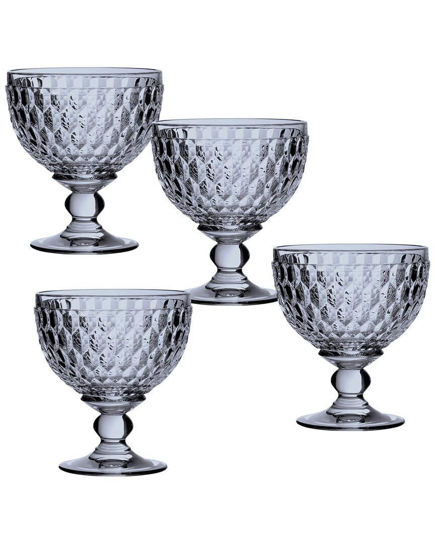 Villeroy & Boch Boston Blue Crystal Dessert Bowl/ Champagne Glass, Set Of 4 In Blue