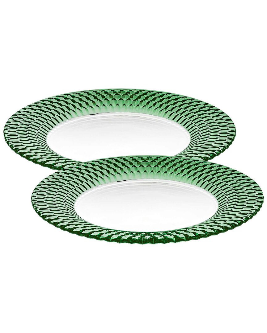 Villeroy & Boch Boston Set Of 2 Colored Buffet Plates In Green
