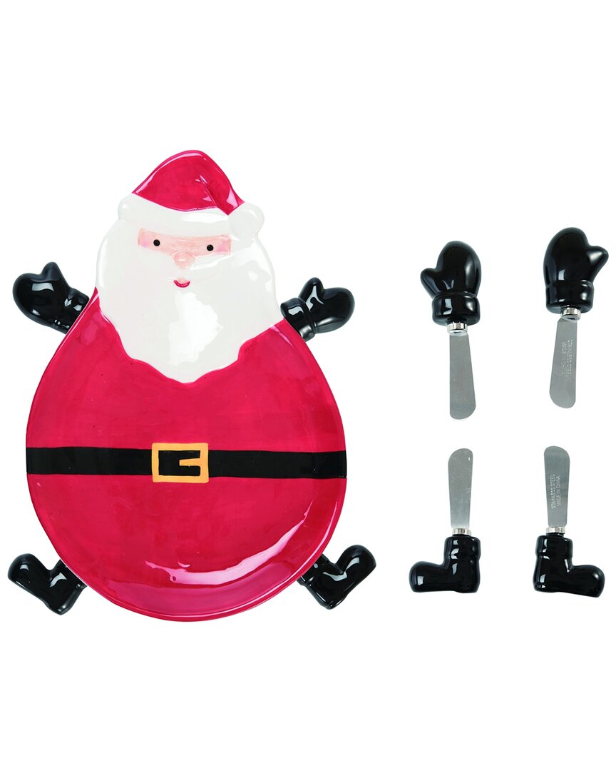 Shop Transpac Set Of 5 Dolomite 12.25in Multicolor Christmas Santa Bowl With Spreaders