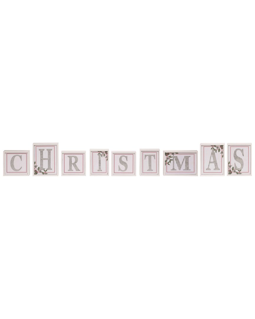 Shop Transpac Set Of 9 Wood 54.13in Off-white Christmas Festive Letter Decor