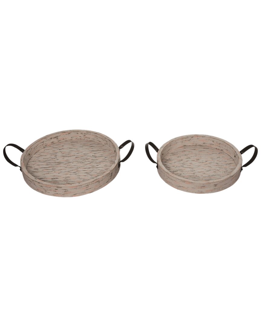 Shop Transpac Set Of 2 Wood 19.25in Sand Christmas Serving Trays In Brown
