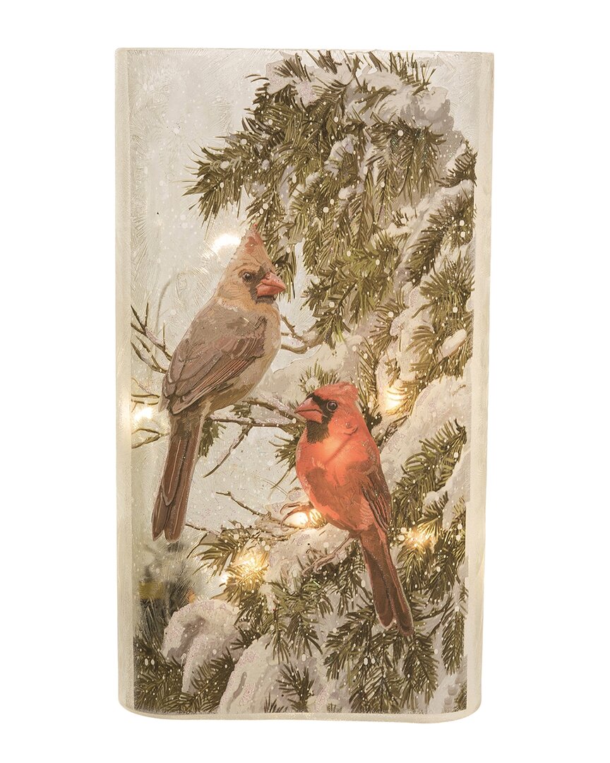 Transpac Glass 11in Multicolor Christmas Light Up Hand Painted Cardinal Decor