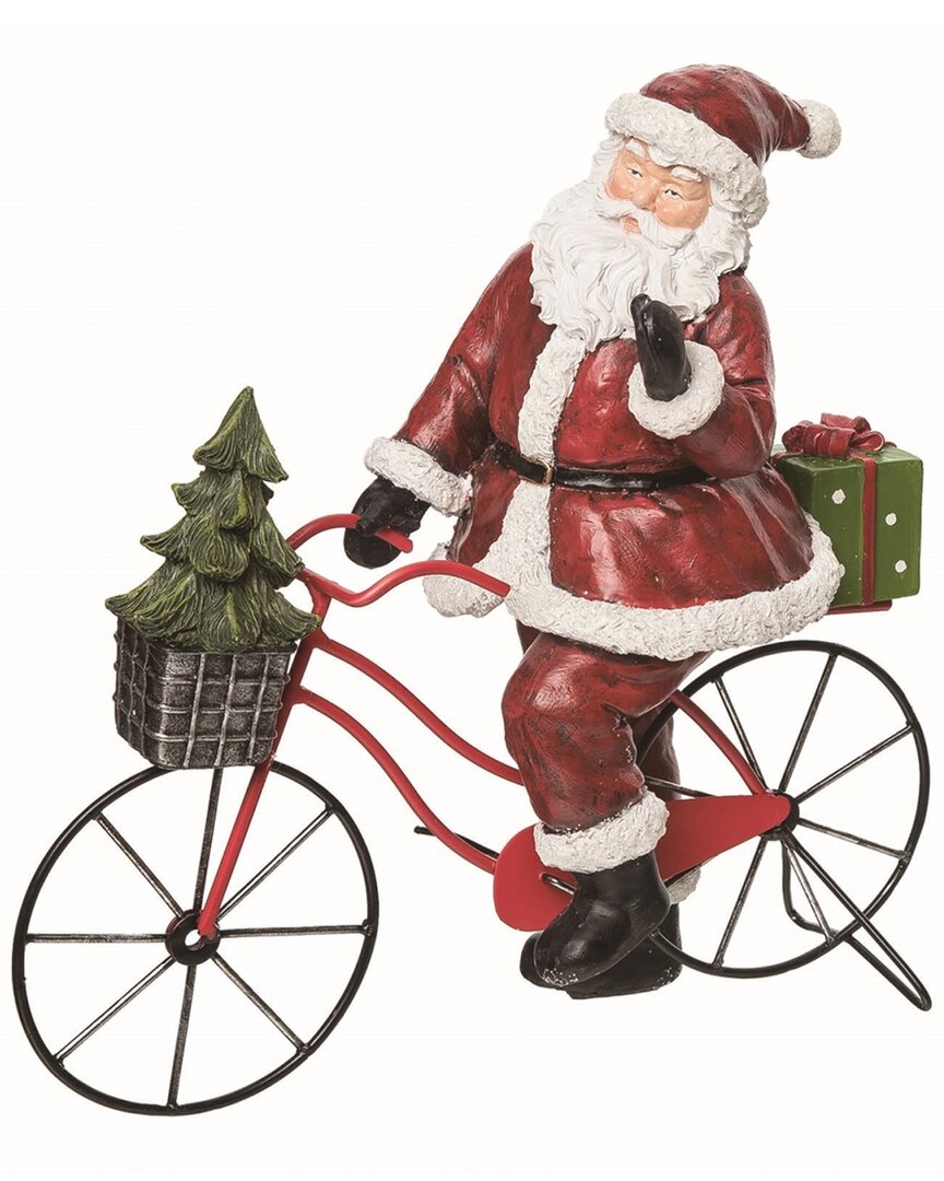 Shop Transpac Resin Red Christmas Character On Bike Figurine