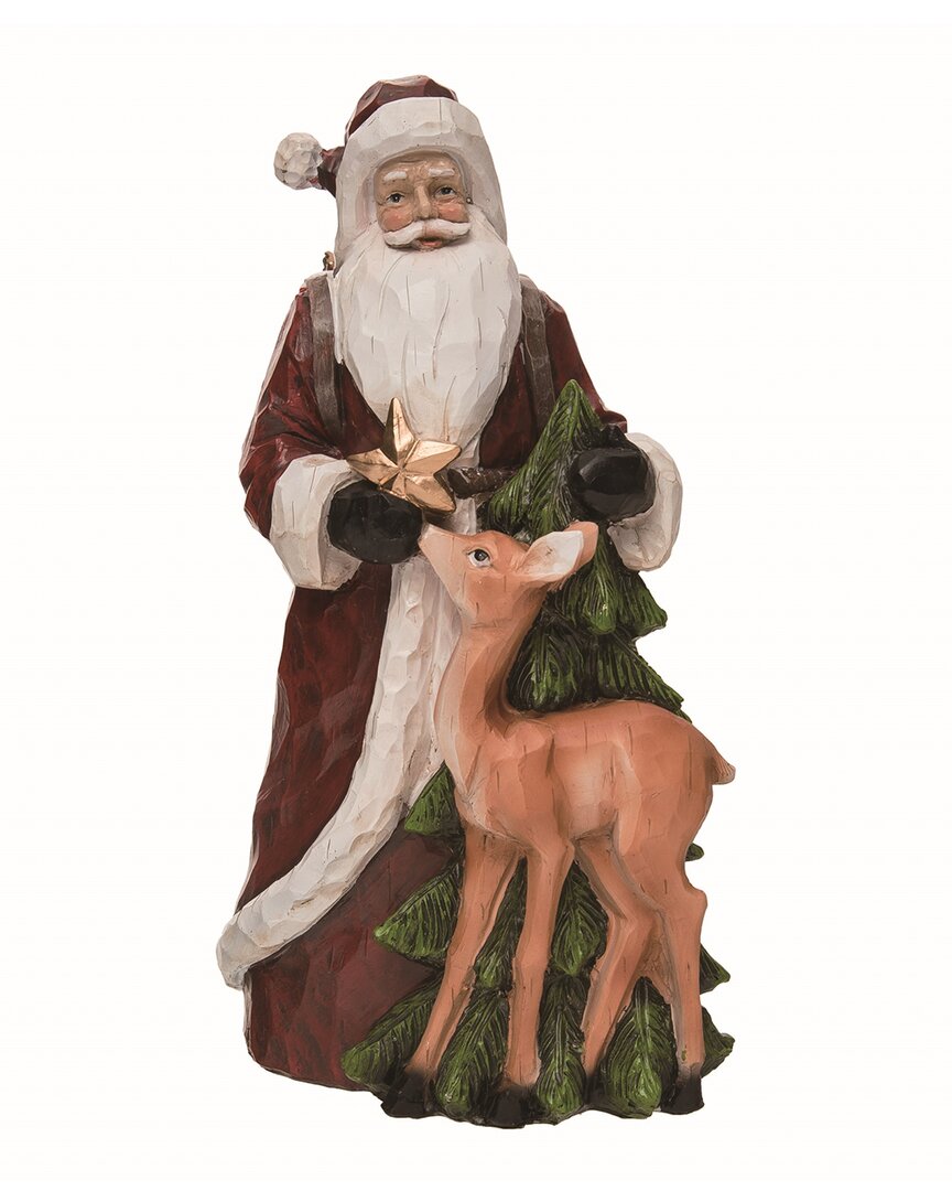 Shop Transpac Resin 11.5in Multicolor Christmas Carved Santa & Deer Figurine