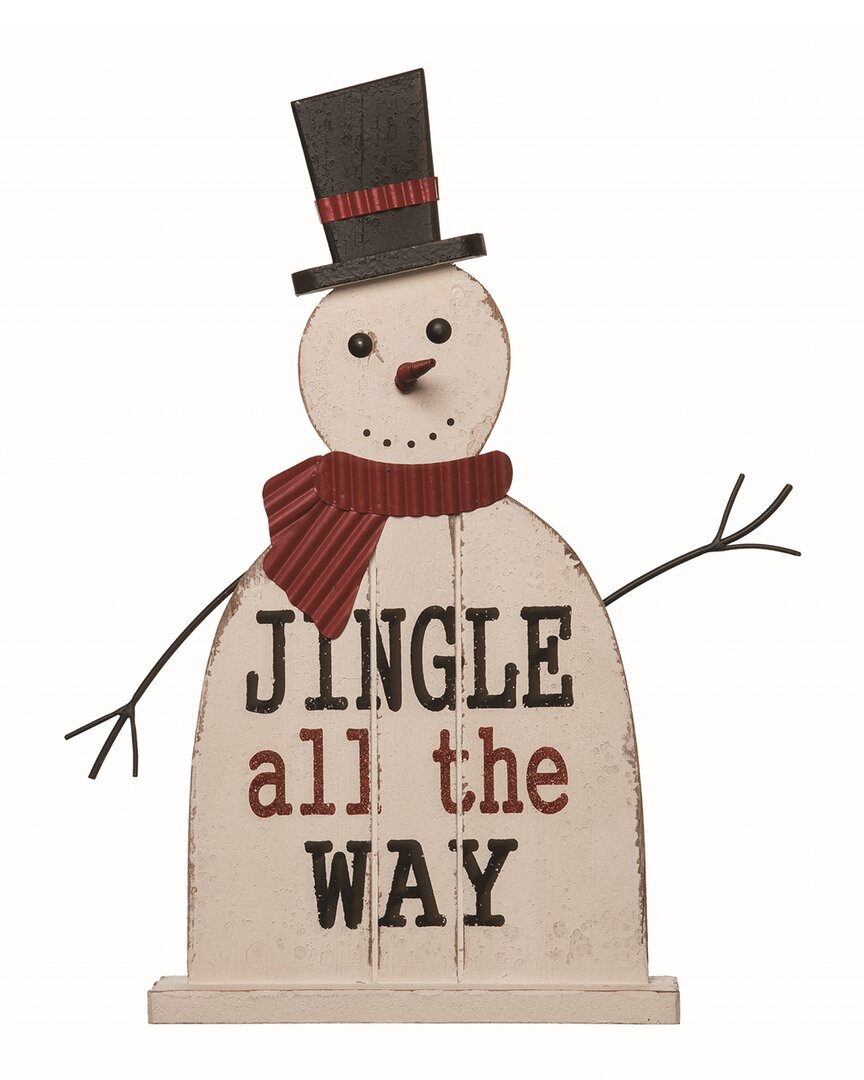 Shop Transpac Wood White Christmas Jingle All The Way Snowman Decor