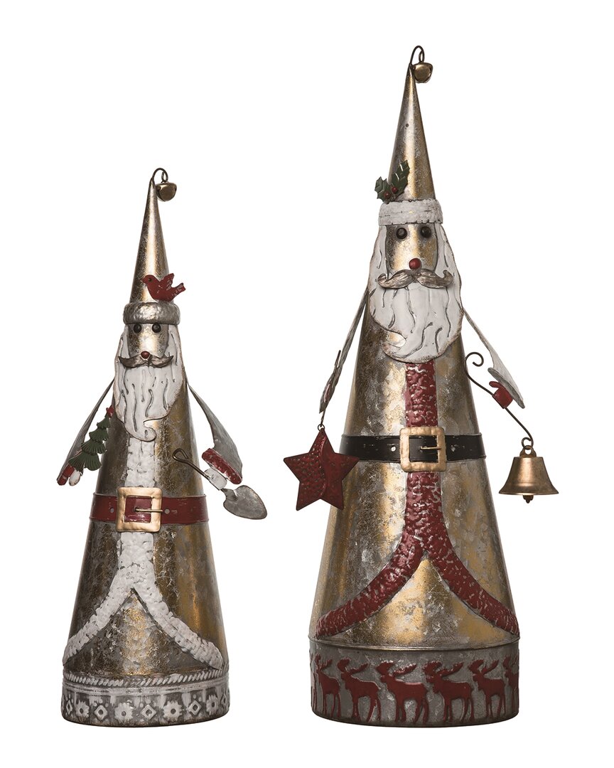 Shop Transpac Set Of 2 Metal Multicolor Christmas Santa Cone Decor