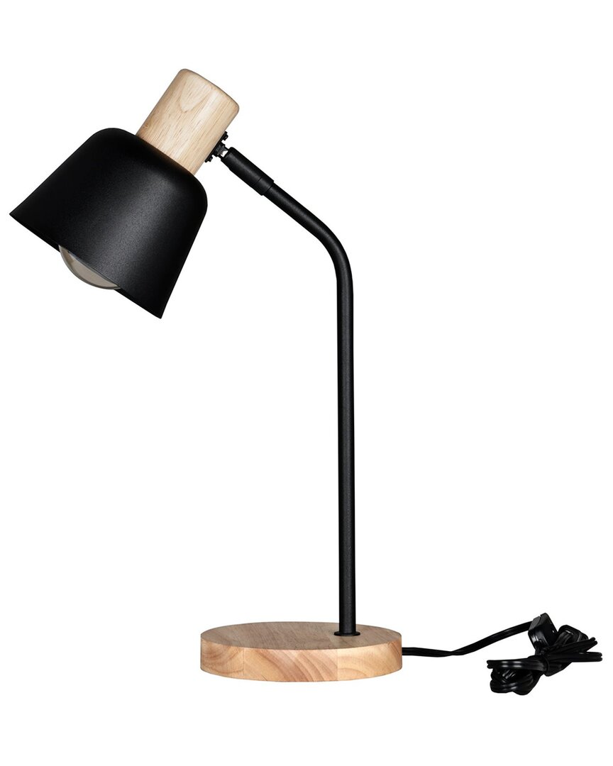 Eglo Lizella 1 Light Table Lamp With Black Finish & Wood Accents