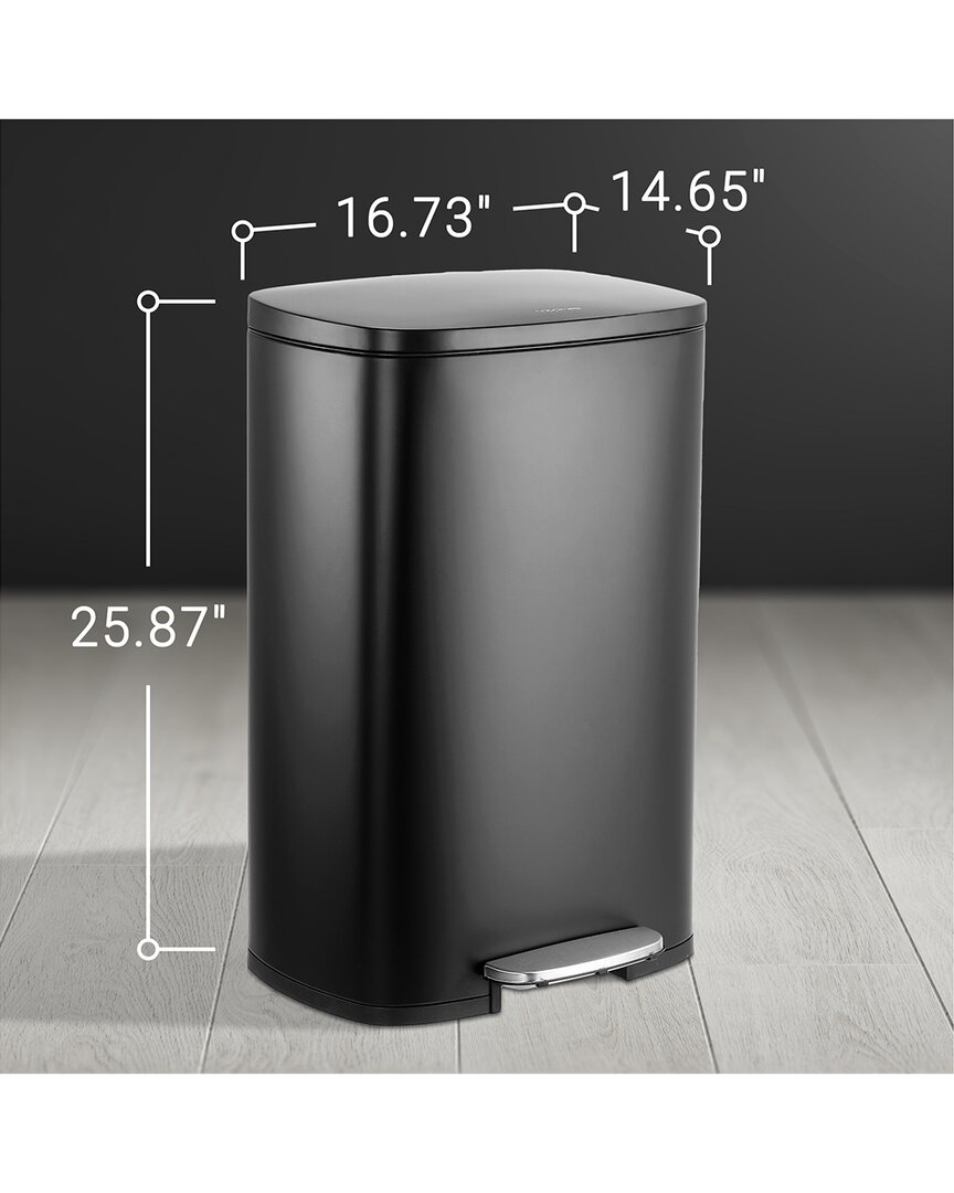 Happimess Connor Rectangular 13gal Trash Can With Soft-close Lid & Free Mini Trash Can In Black