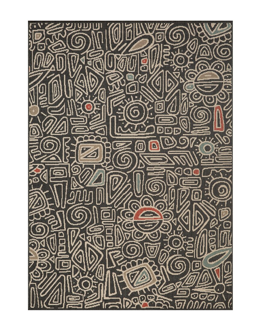 Lr Home Evette Rios Contemporary Abstract Polypropylene Indoor/outdoor Area  Rug In Black