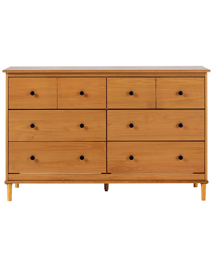 Walker Edison Classic 6-drawer Solid Wood Dresser In Brown