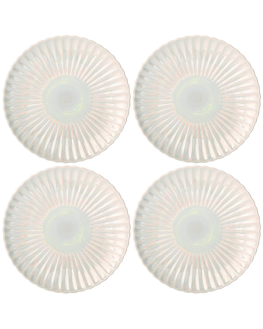 Shop Godinger Set Of 4 Scalloped Pearl Luster Dinner Plate In White