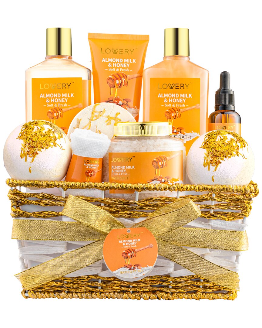 Lovery Almond Milk And Honey Beauty And Personal Care Set, 10pc Bath Pampering In Orange