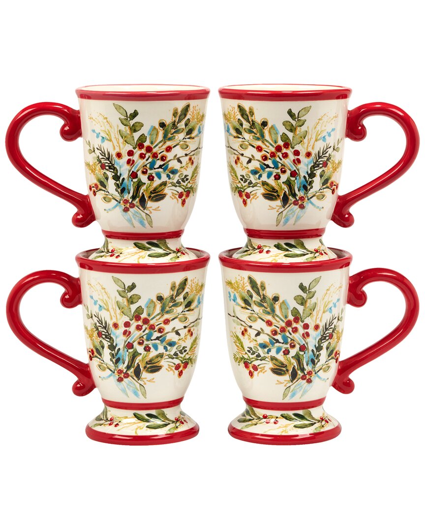 Certified International Christmas Gatherings Set Of 4 Mugs