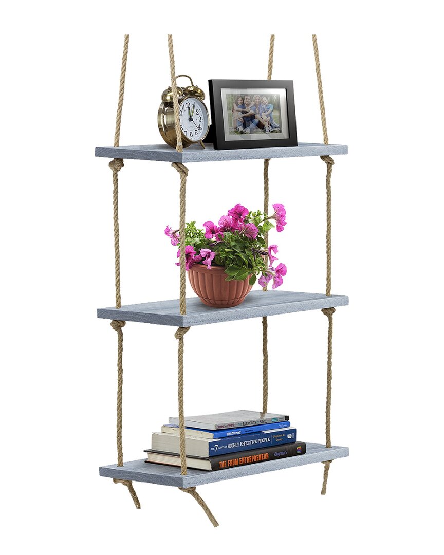 Sorbus 3-tier Rustic Wood Hanging Shelf