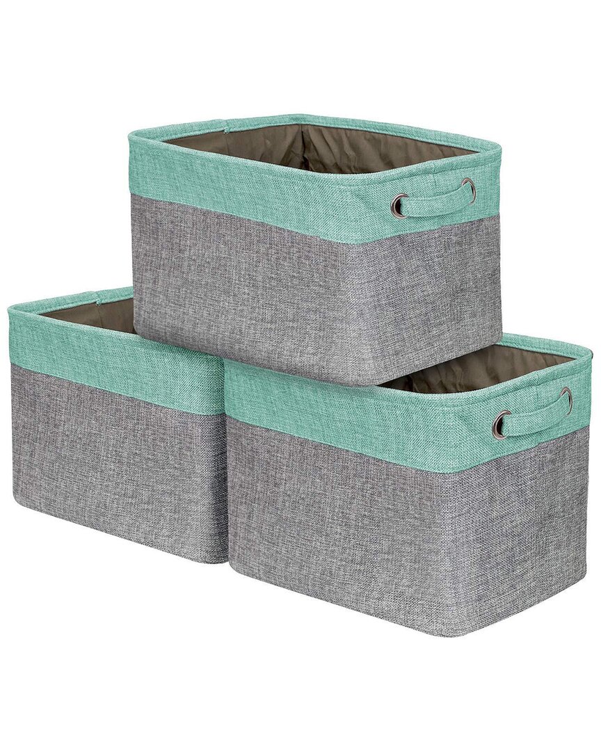 Sorbus Set Of 3 Twill Storage Basket Set In Green