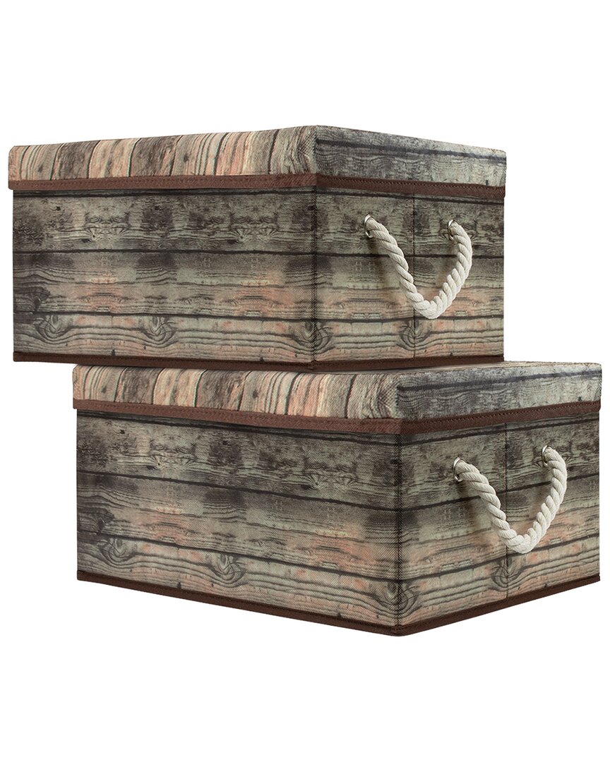 Sorbus Wooden Pattern Storage Box In Nocolor