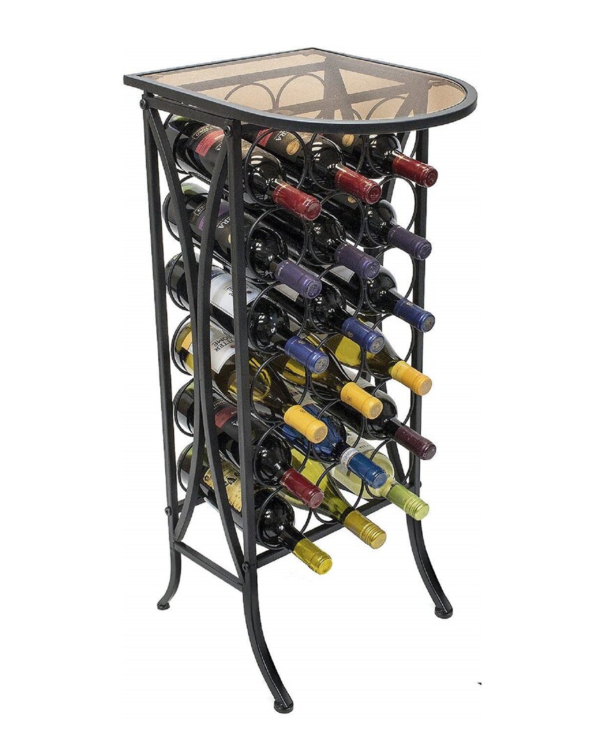 SORBUS WINE STAND 18 BOTTLE WITH GLASS TOP