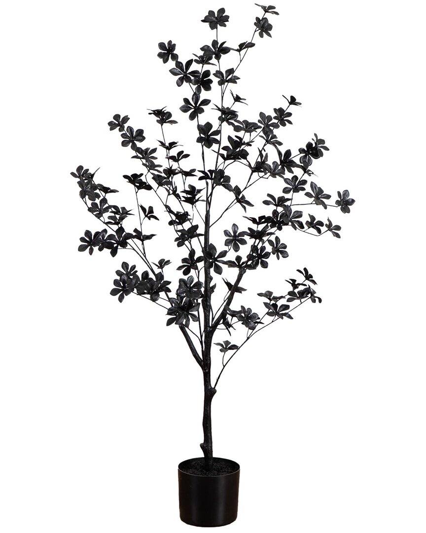 Nearly Natural 4ft. Artificial Halloween Black Enkianthus Tree In Black