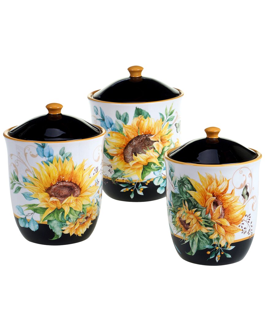 Shop Certified International Sunflower Fields Set Of 3 Canisters In Multicolor