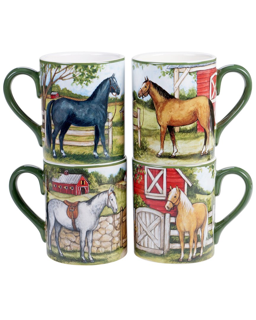 Shop Certified International Set Of 4 Clover Farm Mugs In Multicolor