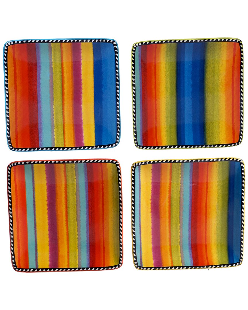 Certified International Set Of 4 Sierra Canape Plates In Multicolor