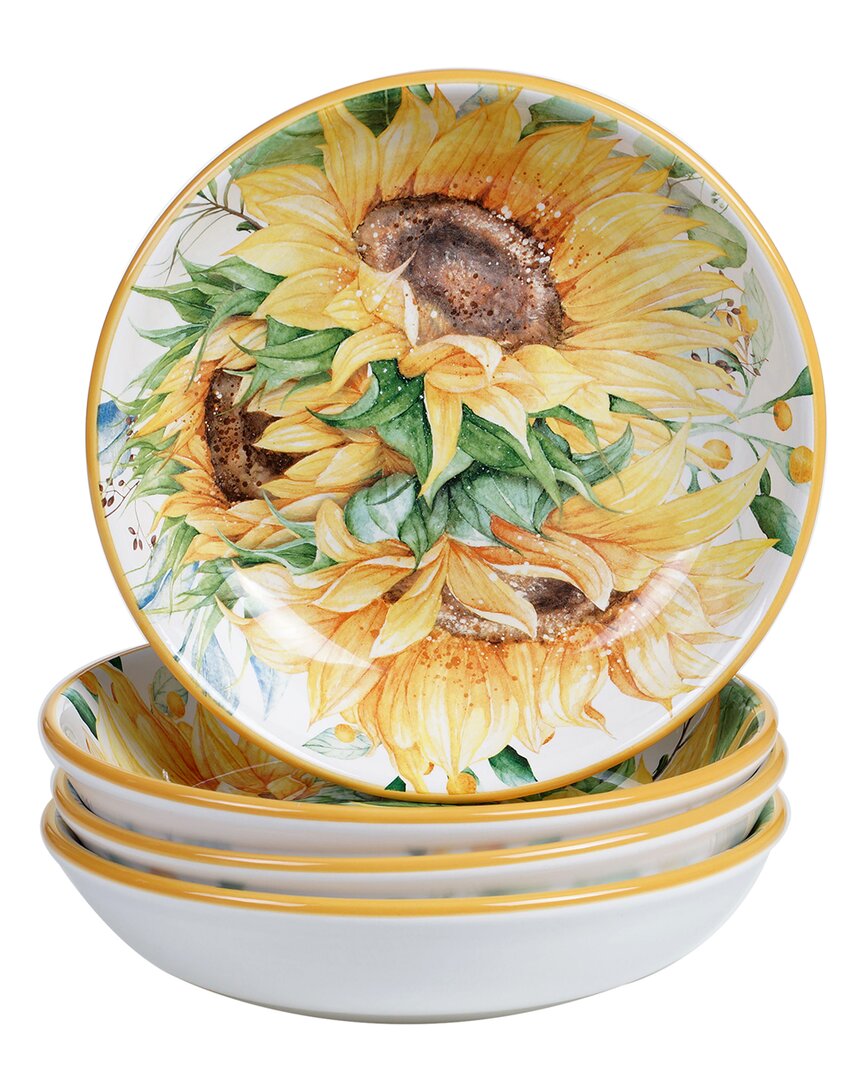 Certified International Set Of 4 Sunflower Fields Soup Bowls In Multicolor