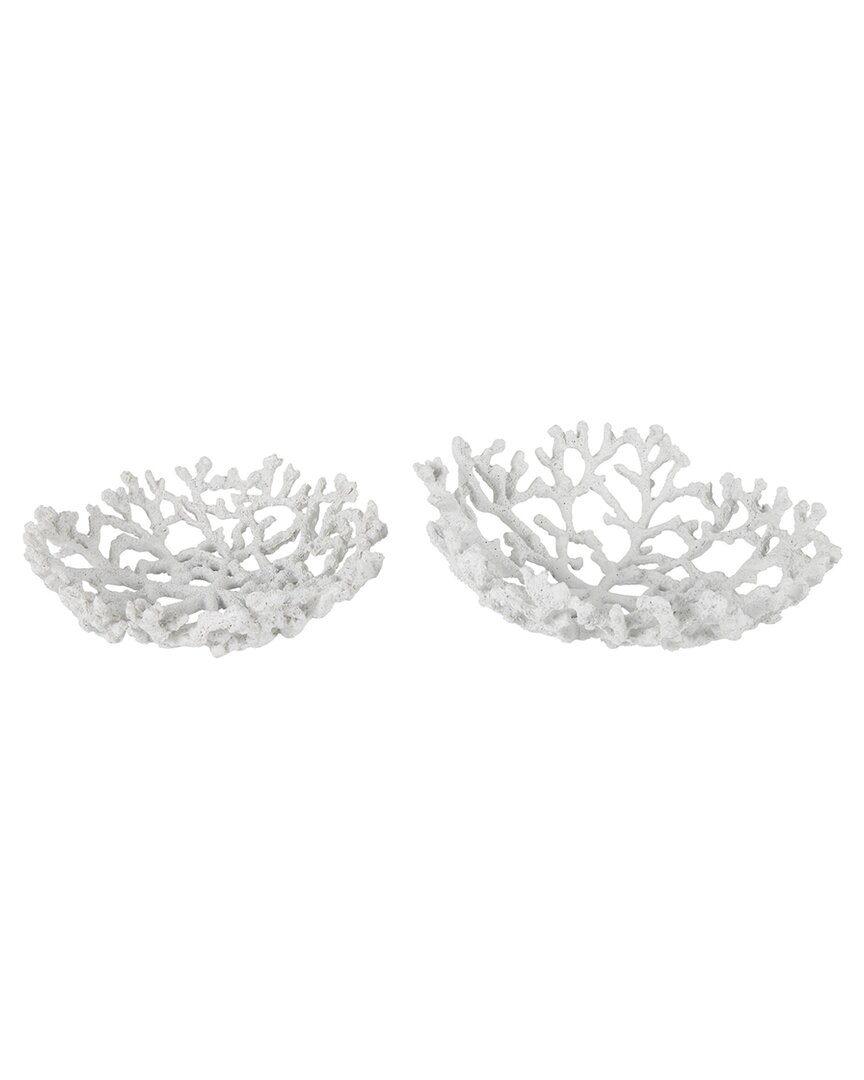 Peyton Lane Set Of 2 Textured Decorative Bowls In White