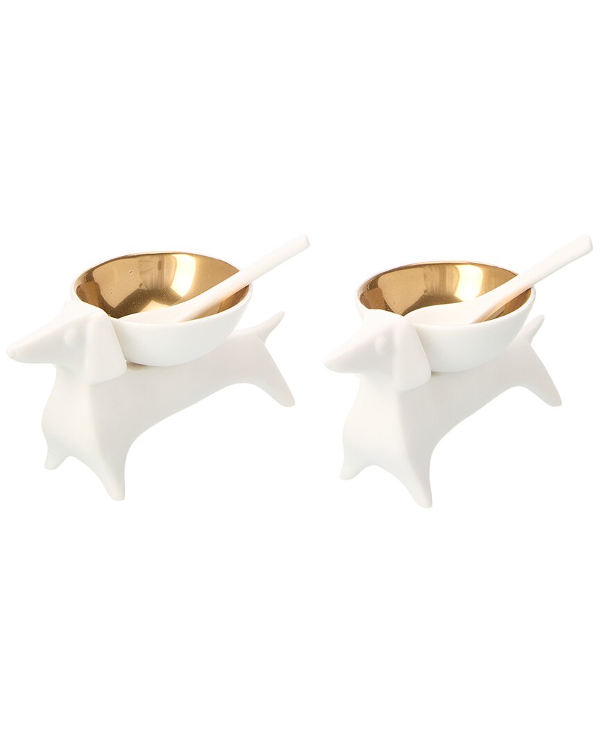 Jonathan Adler Dachshund Salt & Pepper Cellars In White