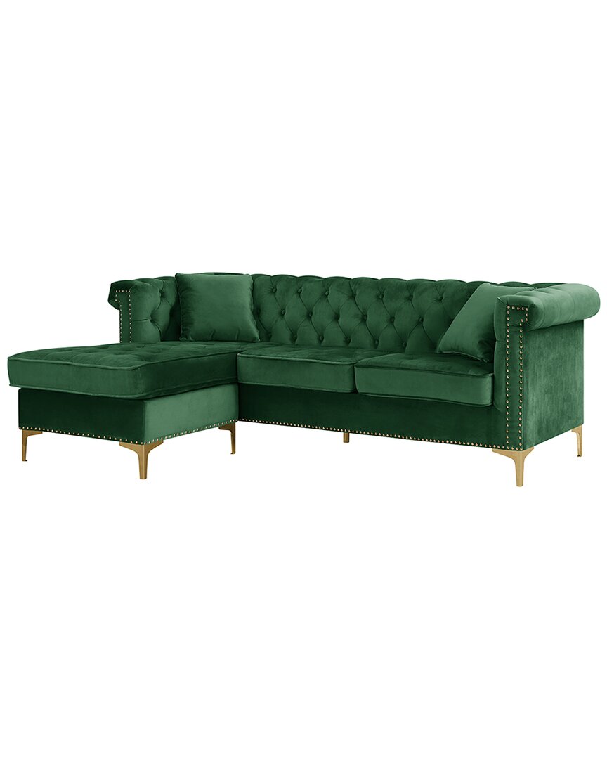 Chic Home Levin Velvet Left Sectional Sofa In Green
