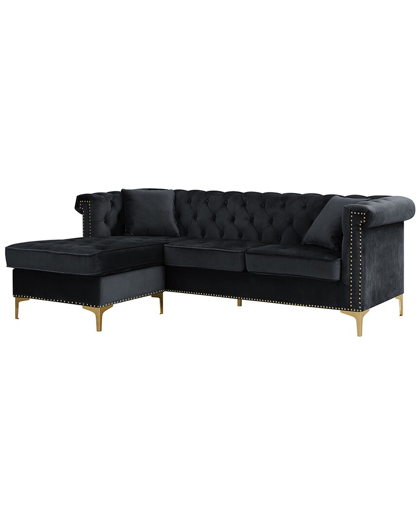 Chic Home Levin Velvet Left Sectional Sofa In Black
