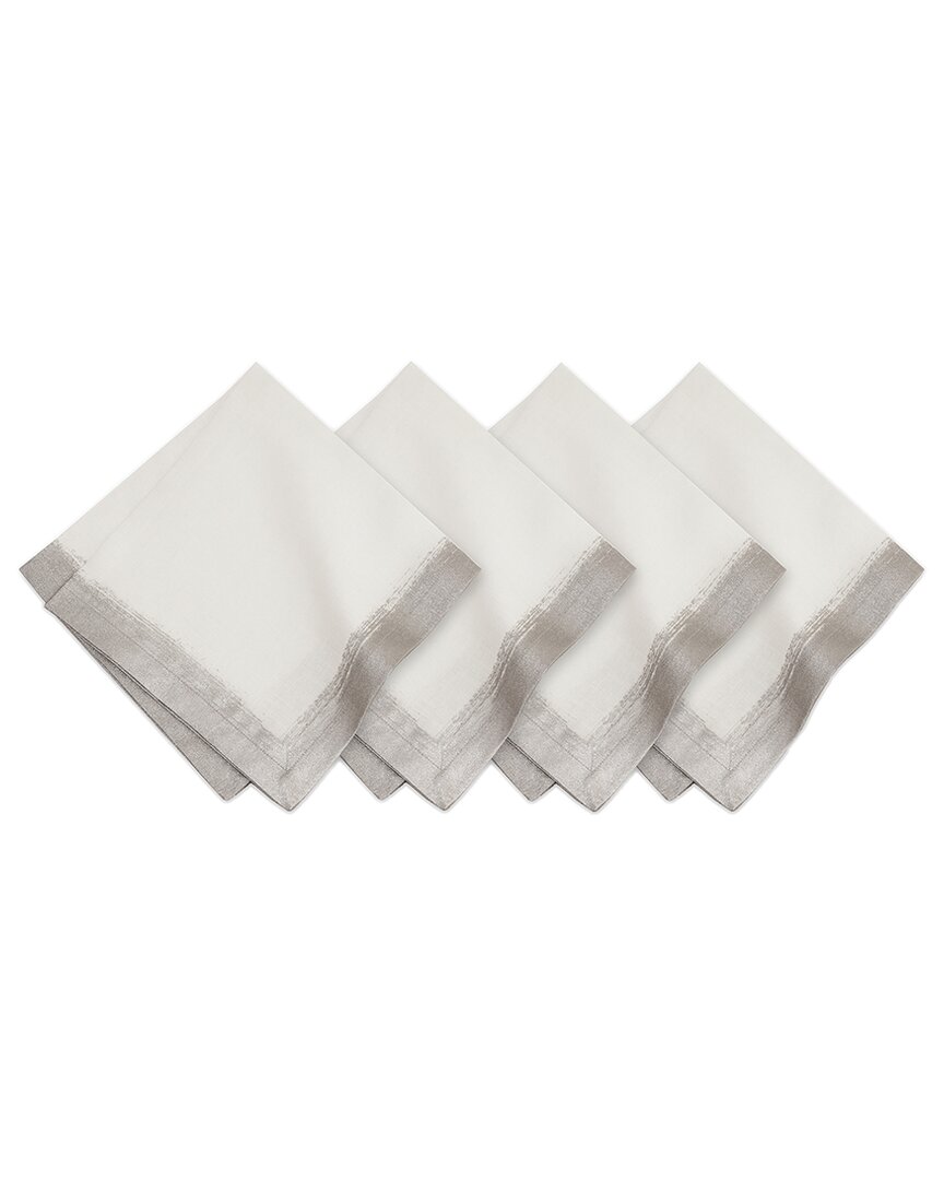 Villeroy & Boch Set Of 4 Metallic Brushstroke Napkins In White