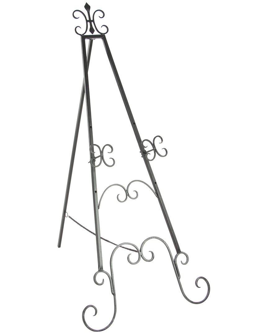 Peyton Lane Scroll Black Metal Large Free Standing Adjustable Display Stand 3 Tier Easel With Chain In Black