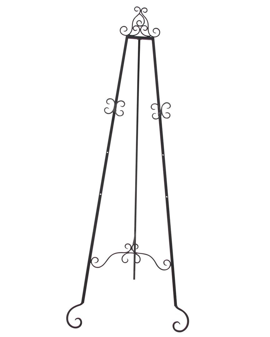 Peyton Lane Scroll Black Metal Large Free Standing Adjustable Display Stand 3  Tier Easel With Chain