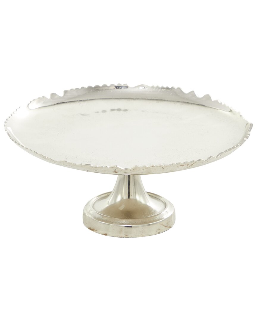Shop Cosmoliving By Cosmopolitan Silver Aluminum Cake Stand With Pedestal Base