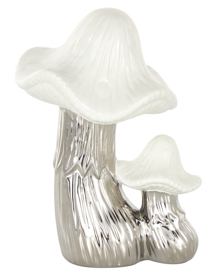 Peyton Lane Mushroom Silver Ceramic Sculpture With White Tops And Textured  Grooves In Silver
