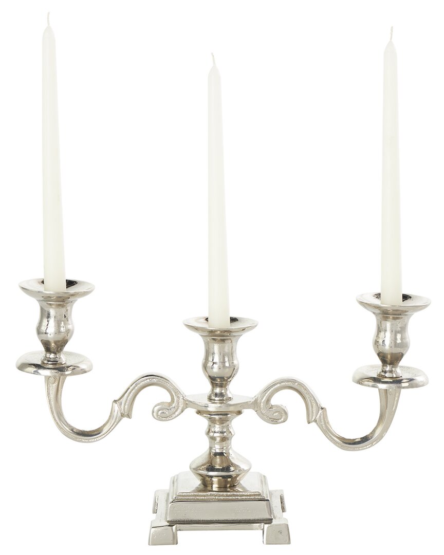 Peyton Lane Silver Aluminum Scrolled Candelabra In Silver