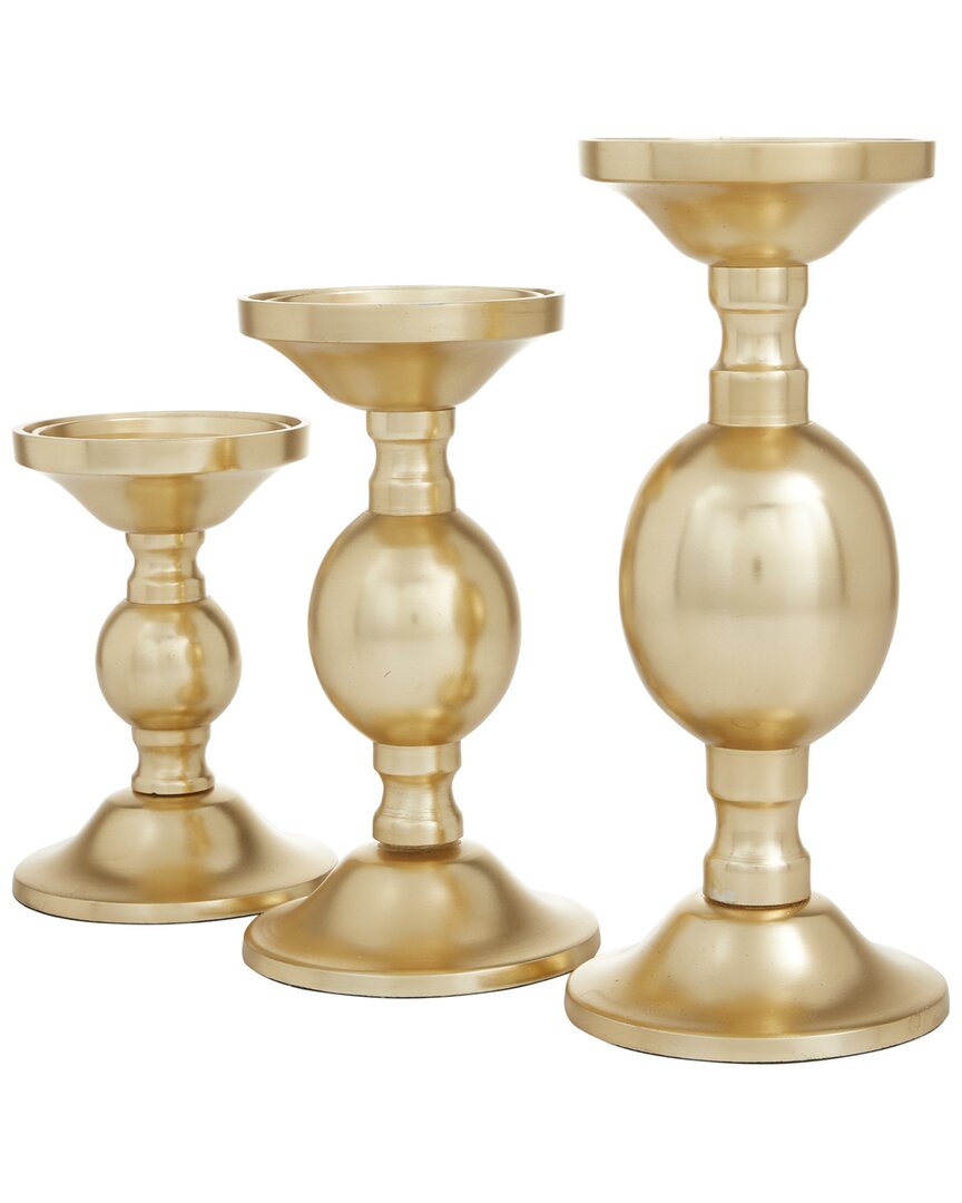 Shop The Novogratz Set Of 3 Gold Aluminum Pillar Candle Holder