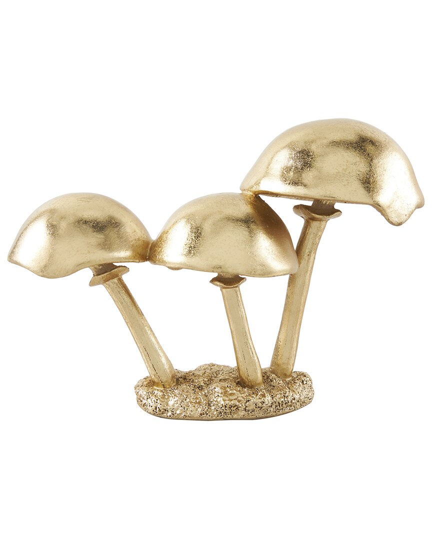 Peyton Lane Mushroom Gold Polystone Metallic Sculpture With Textured Base In Gold