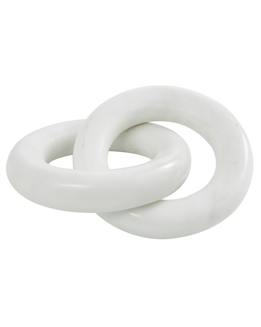 Peyton Lane Chain White Marble Geometric 2 Link Sculpture In White