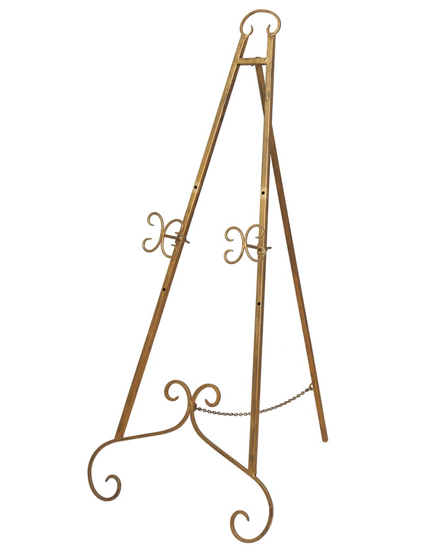 PEYTON LANE PEYTON LANE SCROLL GOLD METAL LARGE FREE STANDING ADJUSTABLE DISPLAY STAND 3  TIER EASEL WITH CHAIN  
